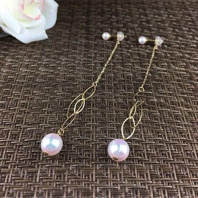 K18イエローゴールド アコヤパールピアス 8.0mm/4.5mm