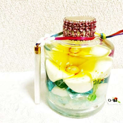 ハワイアンハーバリウム/プルメリア+自然石【白】本土内【送料無料】