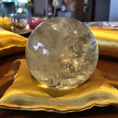 金運 水晶玉 金色 75mm