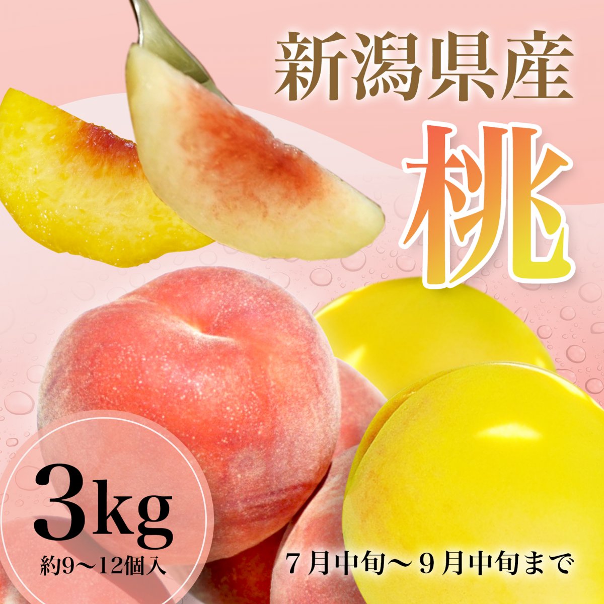 【9/12まで!ゴールデンピーチ】【3kg】新潟県産桃/約9~12個入