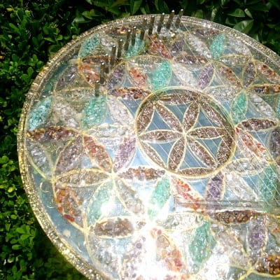 Hiro✡オリジナル オルゴナイト〜Orgonite〜フラワーオブライフ型12弦オルゴンハープ