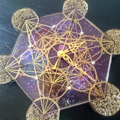 Hiro✡オリジナル オルゴナイト〜Orgonite〜メタトロンキューブ型壁掛け時計【受注販売】