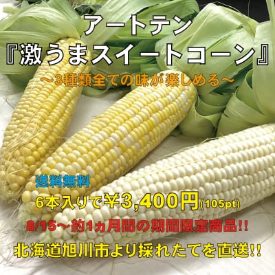 アートテン激うまスイートコーン6本入 (3種詰合せ)【送料無料】
