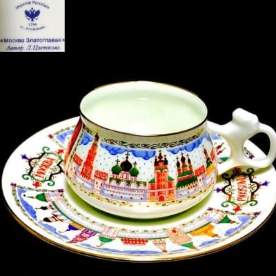 ロシア皇室御用達インペリアルポーセレンIMPERIAL PORCELAINカップ&ソーサー