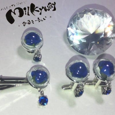夢叶う♡ブルーローズ♡カフスボタン&ネクタイピン&ピンバッジ♡色選べます♡送料無料