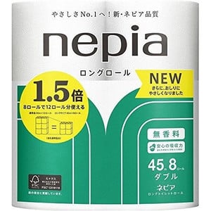 ネピアロングトイレット8Rダブル 【 王子ネピア 】 【 トイレットペーパー 】×8個