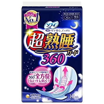 ソフィ 超熟睡ガード 360 特に多い日の夜用 羽つき 36cm 12コ入 ユニチャーム