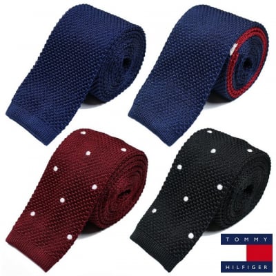 TOMMY HILFIGER/トミーヒルフィガーメンズニットタイ無地トリコロールドット/送料無料【nt1152】