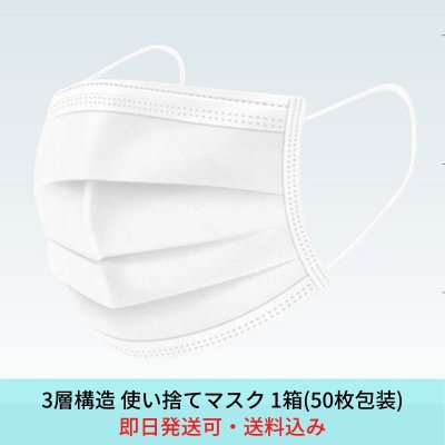 追加入荷!《送料無料》【14時まで当日発送可】使い捨てマスク 1箱 (白色50枚包装)