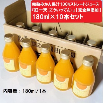 完熟みかん果汁100%ストレートジュース紅一天(こういってん) 180ml×10本セット【完全無添加】