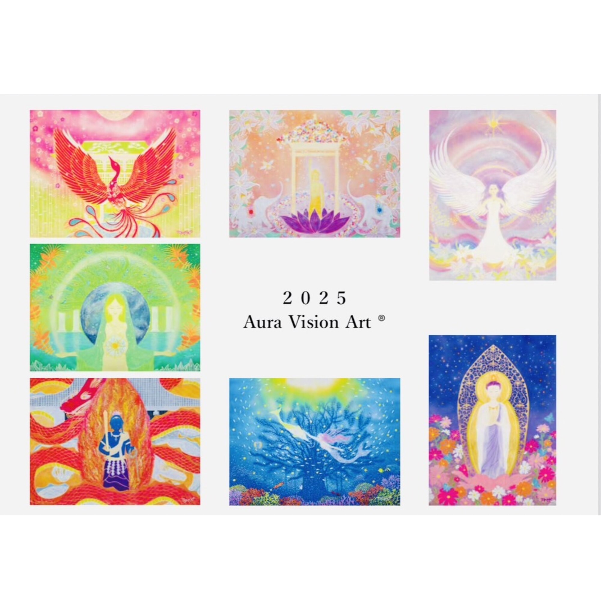 2025年アートメッセージと縁起日入りのカレンダー ＊魂の光＊画集