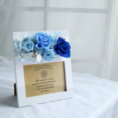 おしゃれに飾れるお花のフォトフレーム【ブルー】