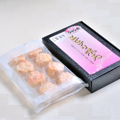 ぷりぷりの食感がたまらない‼︎菖蒲庵のギフト用エビプリ焼売40g×8個入。新鮮なムキエビをたっぷりと贅沢に使用しています。
