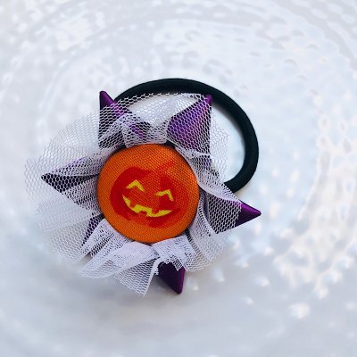 ハロウィン ロゼットヘアゴム (パープルかぼちゃ)