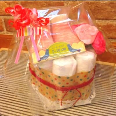 【横浜駅☆手渡し限定】オムツケーキ&お名前はんこセット くっきー☆はっぴー