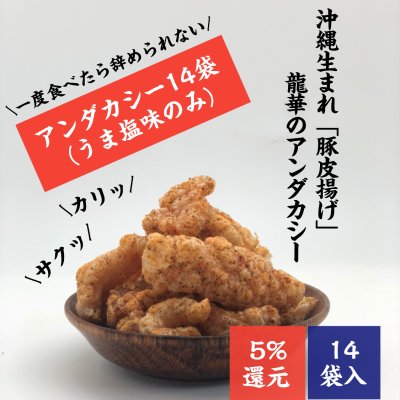 【沖縄名物お菓子】14袋入り|豚皮チップス|アンダカシー(うま塩味)