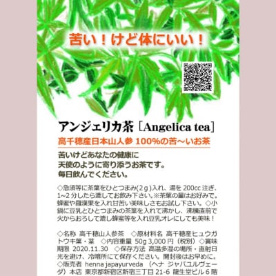 【レターパック発送】アンジェリカ茶 50g(最大3つまで) 高ポイント商品!! 高千穂産日本山人参 神の草 日本山人参の苦いけど体に良いお茶