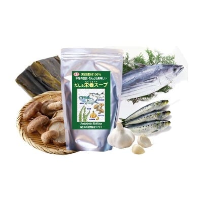 正規品 だし&栄養(ペプチド)スープ 500g 天然素材100% 一物全体食 本物の自然・なんとも美味しい そのままお湯に溶いて、お味噌汁やお鍋のお出汁としても。 炒めものや浅漬けなど幅広くお使いいただけます!食べ物に化学はいらない 無添加(保存料・化学調味料・酵母エキス・タンパク質化水分分解物・人工甘味料・香料・塩分)