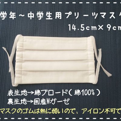 洗える手作り高学年〜中学生用プリーツマスク