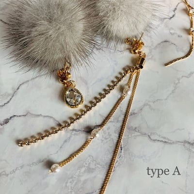 【type A】ミンクファーアシンメトリーイヤリング作成キット
