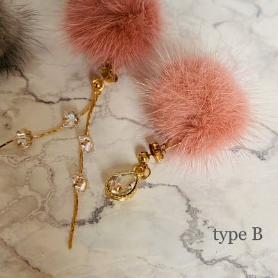【type B】ミンクファーアシンメトリーピアス作成キット