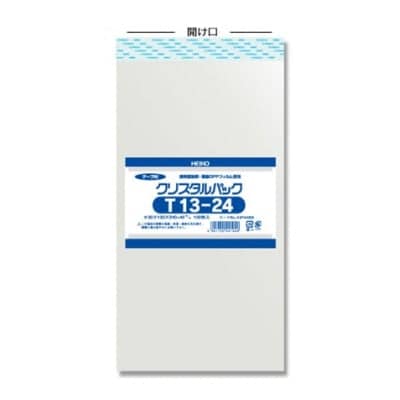 やぶれにくい!帯電防止処理済 テープ付き透明OPP袋クリスタルパック( T13-24)