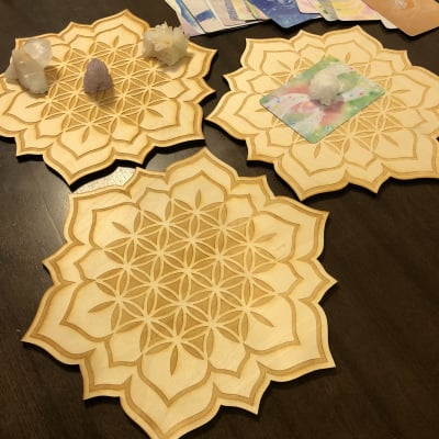 送料無料!【クリスタル&カード・グリッド】Flower of Life 12' 3個セット