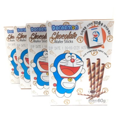 ♪韓国限定ドラえもんチョコレートワッフルスティック♪チョコレートポッキー☆4箱セット♪