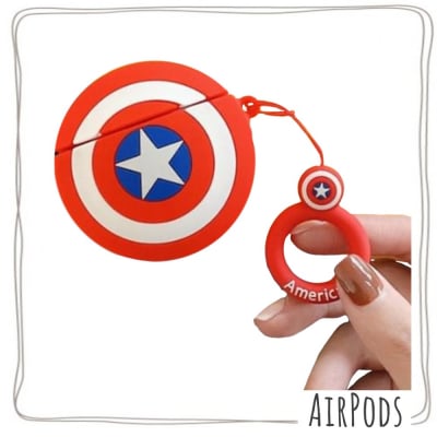 【ツクツク通販★送料無料】AirPods/ケース/カバー/第1世代・第2世代対応/MARVEL/キャプテンアメリカ/全面保護/防水/防塵/キャラクター/シリコン