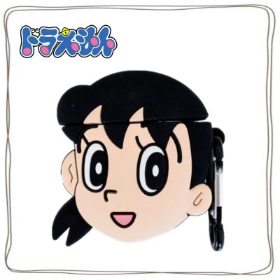 【ツクツク通販★送料無料】AirPods/ケース/カバー/第1.2世代対応/ドラえもん/しずかちゃん/全面保護/防水/防塵/キャラクター/シリコン/カラナビ付き