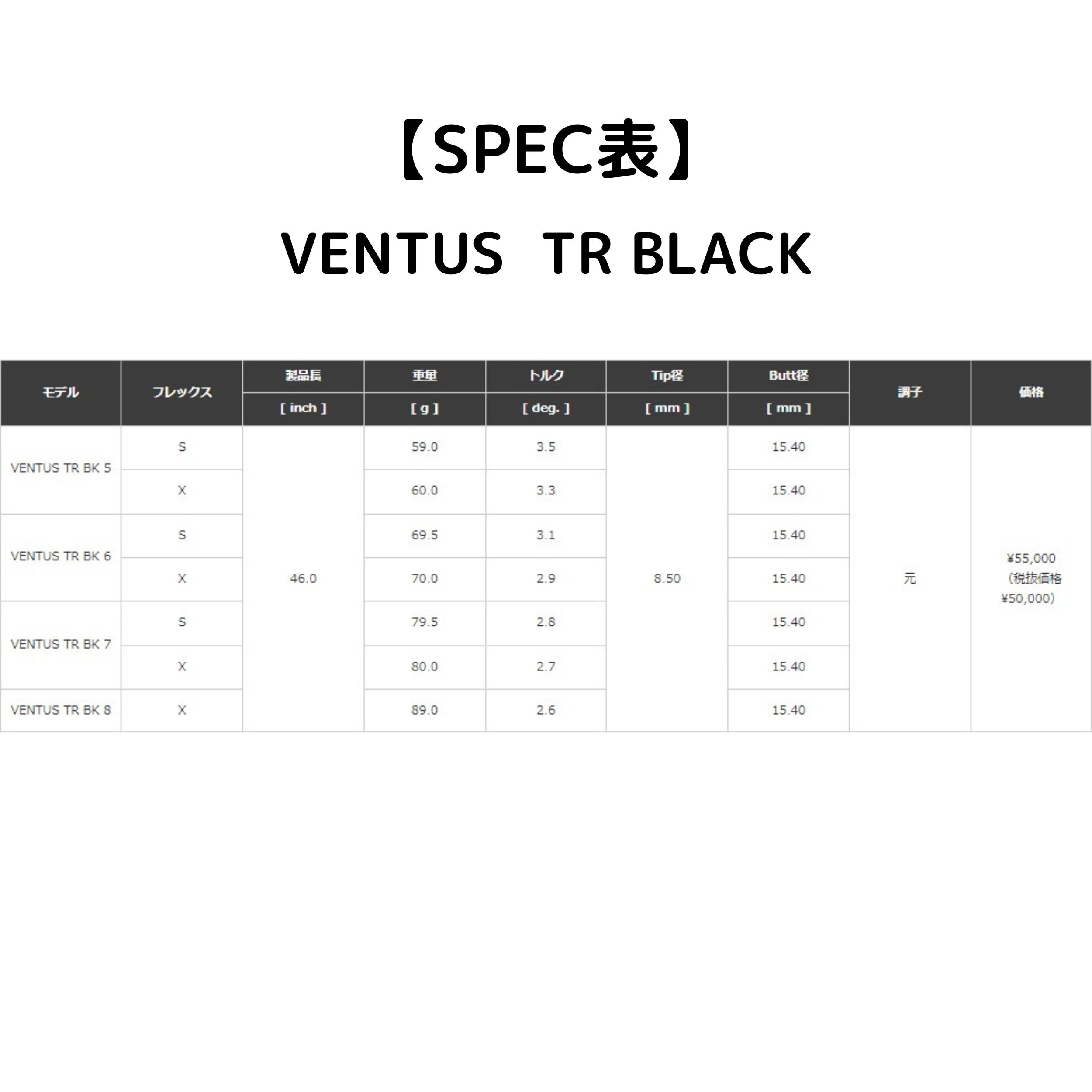 VENTUS TR BK 7X Fujikura フジクラ ベンタス TR ブラック スリーブ ゴルフグリップ スパイン調整 フルカスタムシャフト  ゴルフ ドライバー用 フェアウェイウッド用 ゴルフシャフト