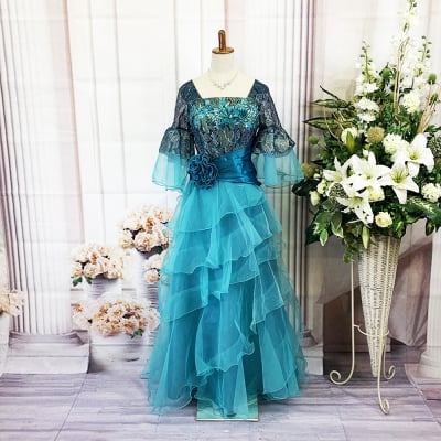 【送料無料】ロングドレス/2L/XL/LL/グリーン/緑/珍しいデザイン/st-2l-0064