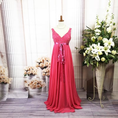 【送料無料】ロングドレス/Mサイズ/体系カバー/ピンク/st-m-0031