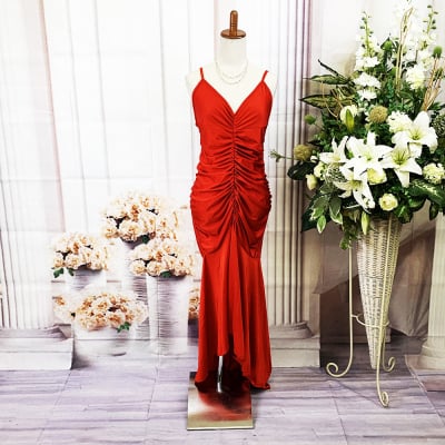 【送料無料】ロングドレス/Mサイズ/レッド/赤/st-m-0088