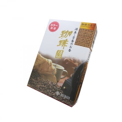 珈琲園ミニ寸 微煙タイプ|スティック型|約9.0cm/珈琲豆を炒ったような芳ばしい香り/コーヒー/ご家庭用お線香