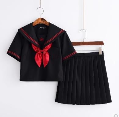 コスプレセーラー服 夏制服 コスプレ衣装 セクシー ハロウィン コスチューム 大人用 ミニスカ 学院風海軍ロリータ 女子高生 可愛いセーラー襟 半袖JK 制服 レディース ミニスカート ブラウス 学生服 上着+スカート+ネクタイ+黒靴下 刺繍ブラック 仮装