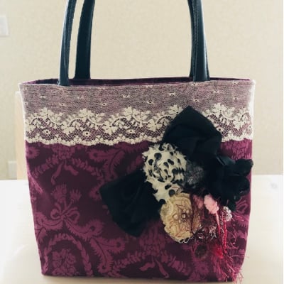 ワインレッド&ブラックのガーリーbag(S)