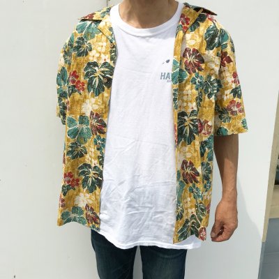 【かりゆしウェア男性用】Lサイズ 開えり ボタニカル