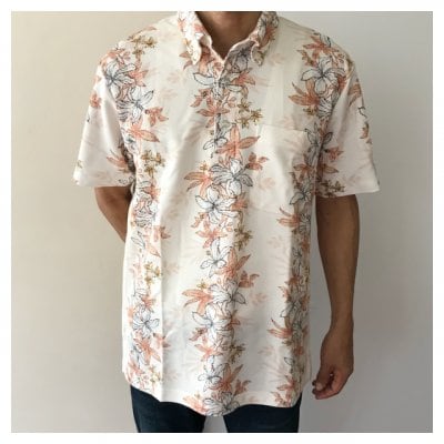 【男性用かりゆし】ポロシャツ Lサイズ トックリキワタ柄 レッド
