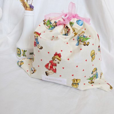 TSUKITOTANE 月と種 オリジナル巾着 ぬか袋カイロ入れにも!|女の子|ハートフルガール