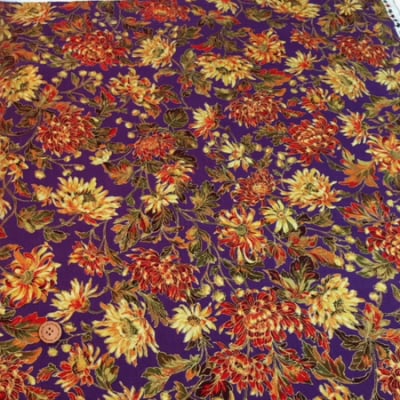 人気のモダmoda|ファブリック110cm×50cm〜| AUTUMN ELEGANCE METALLIC|パープル|カルトナージュの材料に♪
