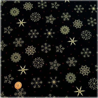 人気のモダmoda|ファブリック110cm×50cm〜DELIGHTFUL DECEMBER / ゴールド×ブラック|カルトナージュの材料に♪