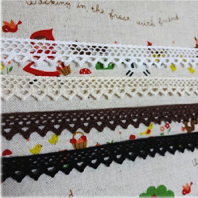 ★綿トーションレース(白・生成り・茶・黒)■14mm巾★カルトナージュの材料に♪