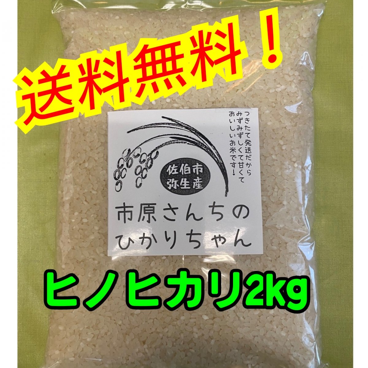 送料無料！大分県佐伯市弥生産のお米【市原さんちのひかりちゃん】２㎏