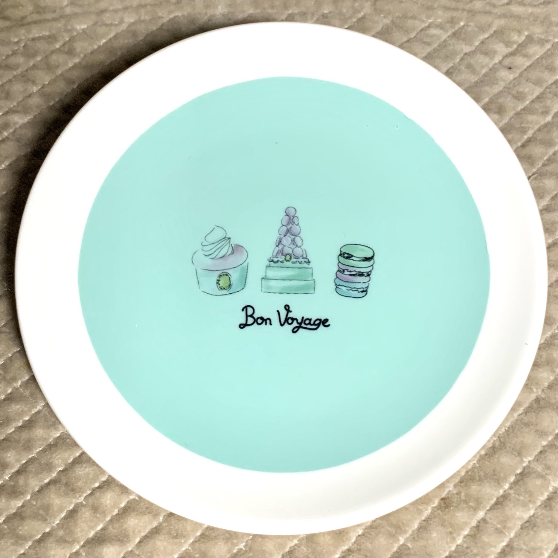 ポーセラーツ ラデュレ風プレート大小セットティファニーブルーマップ