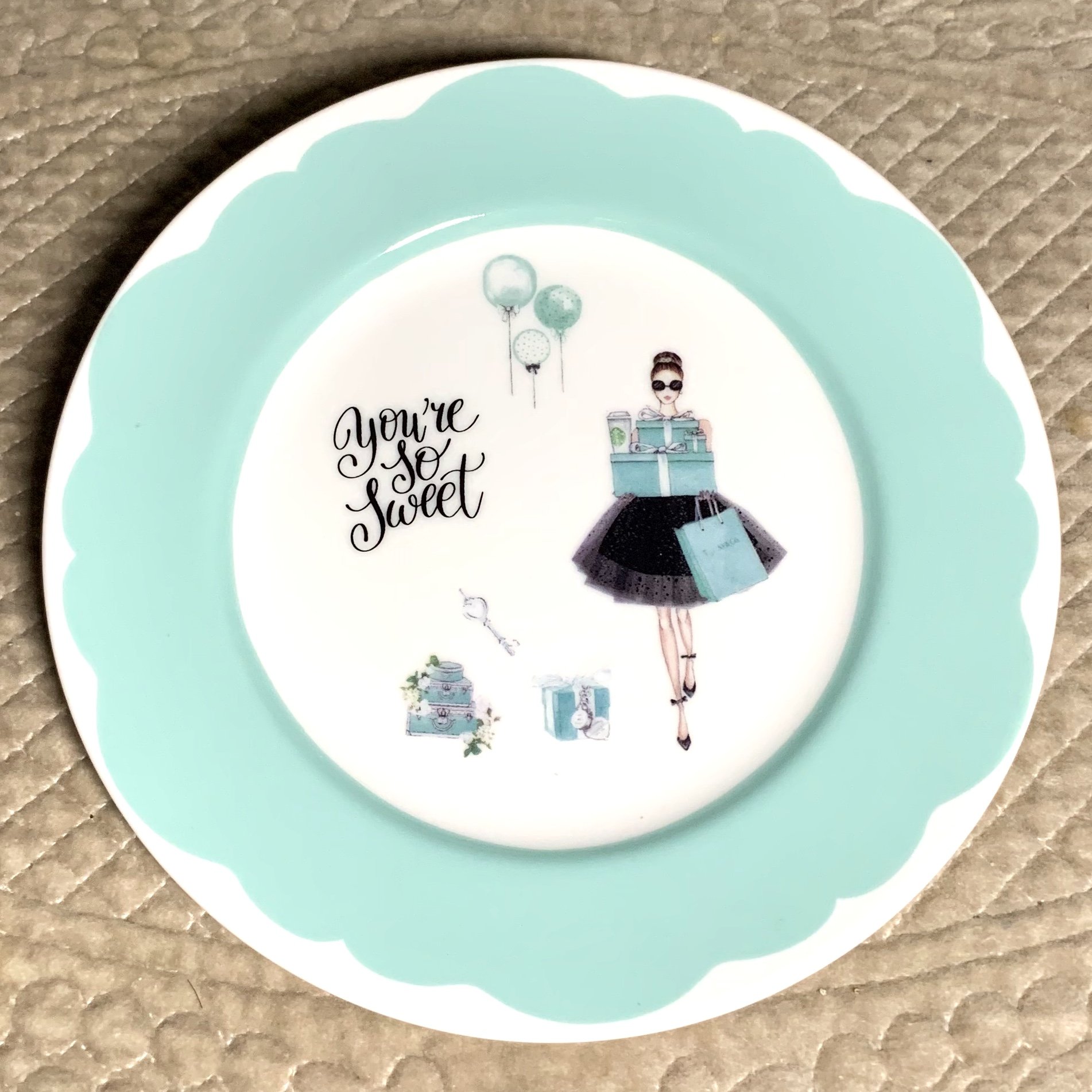 ポーセラーツ ラデュレ風プレートティファニーブルー中小セット