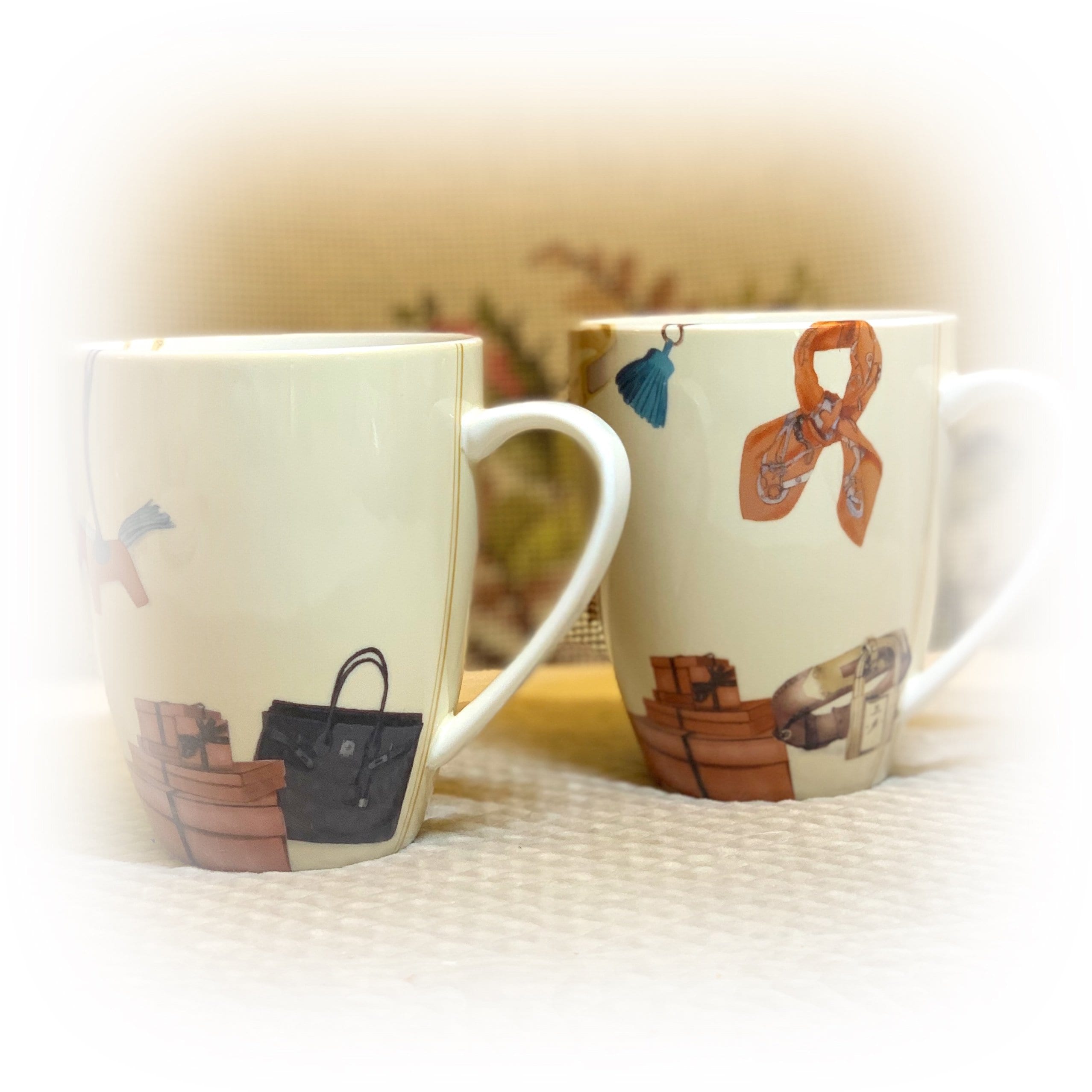 WATA様専用ポーセラーツ エルメス風プレート＆マグカップ2セット