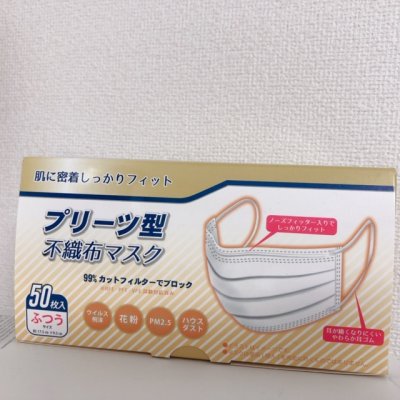 マスク 使い捨てプリーツ不織布マスク50枚/箱 入り ウィルス・花粉・ハウスダスト・PM2.5 99%カットフィルター