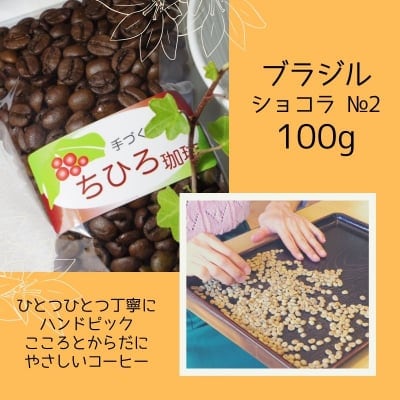 【ちひろ珈琲の自家焙煎珈琲豆】ブラジルショコラ№2 中深煎り 100g
