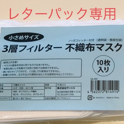 在庫あり【レターパックで全国一律送料】小さめサイズ|不織布マスク10枚入り